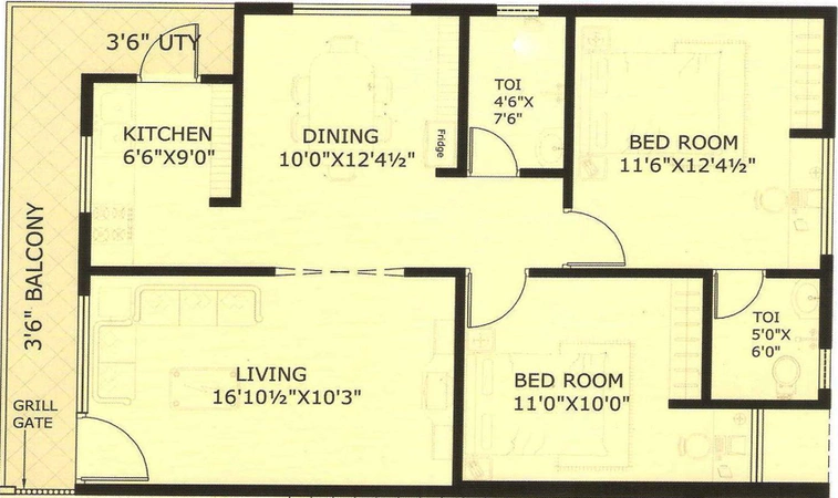 2 BHK Flat in Bhoomatha Vijaya Residency in Kommadi, Visakhapatnam - Image 846772