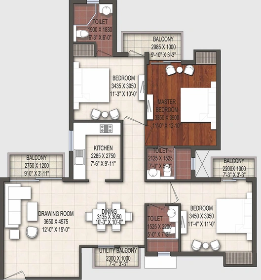 3 BHK Flat in Earthcon Urban Village in IIM Road, Lucknow - Image 844483