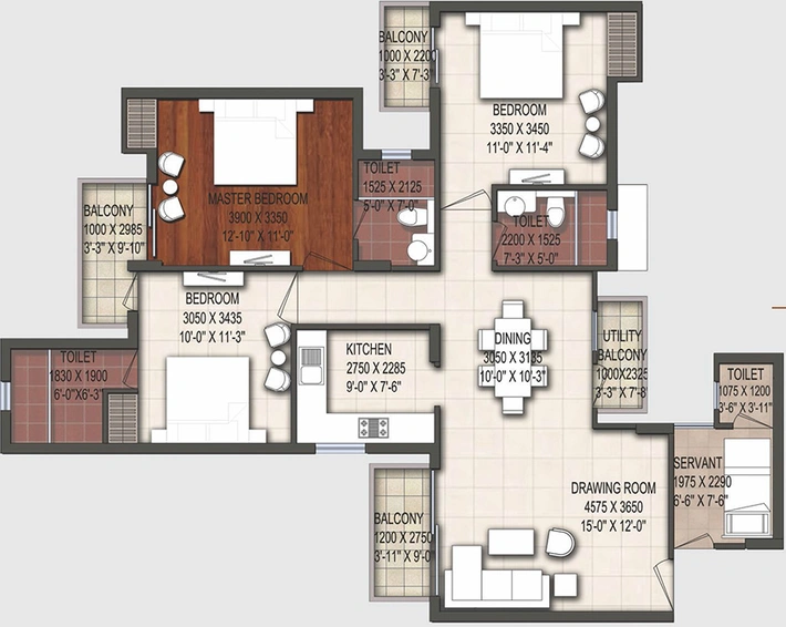 3 BHK Flat in Earthcon Urban Village in IIM Road, Lucknow - Image 844484