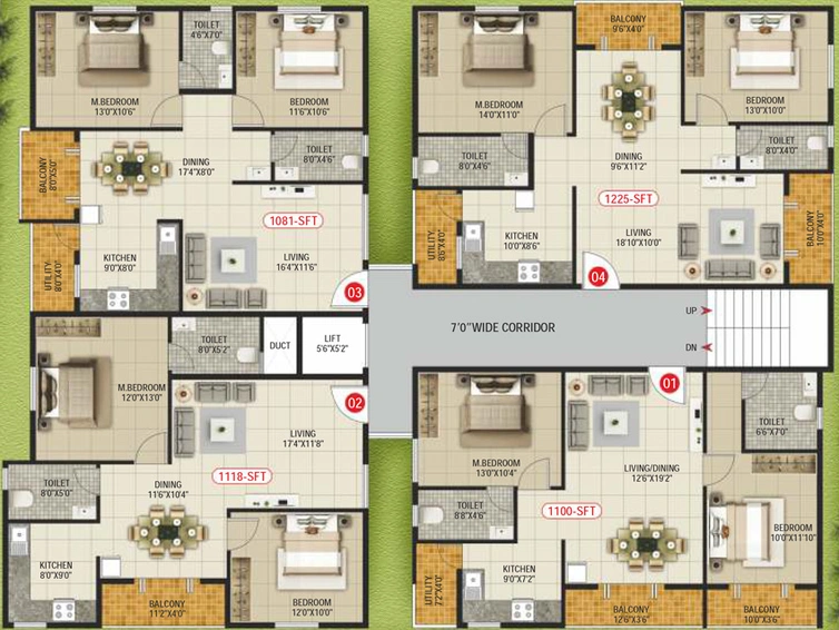 Floor Plan of SVP Sri Sai Brindavan in Horamavu, Bangalore - Image 126007