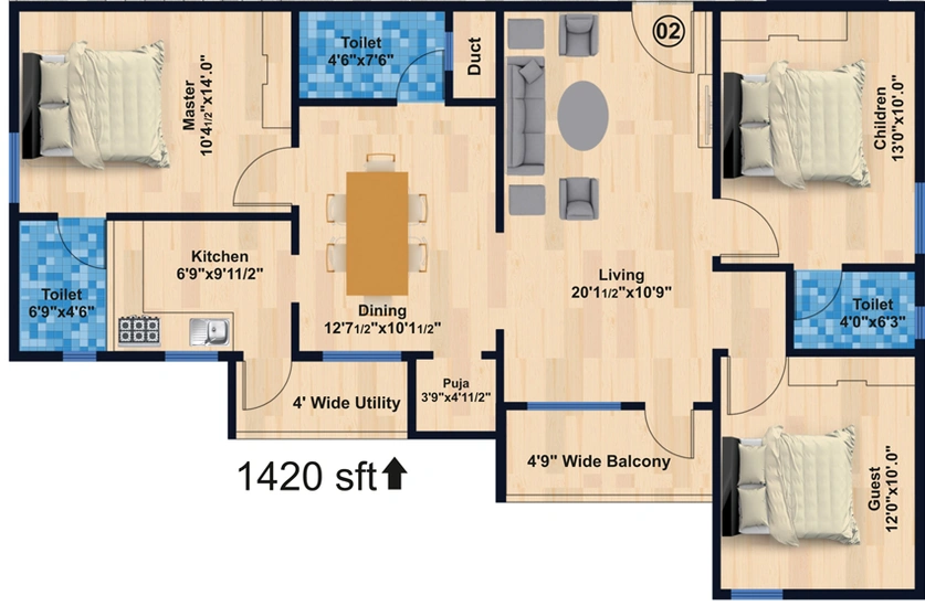 3 BHK Flat in Vaibhava Nirmala Paradise in Aganampudi, Visakhapatnam - Image 847249