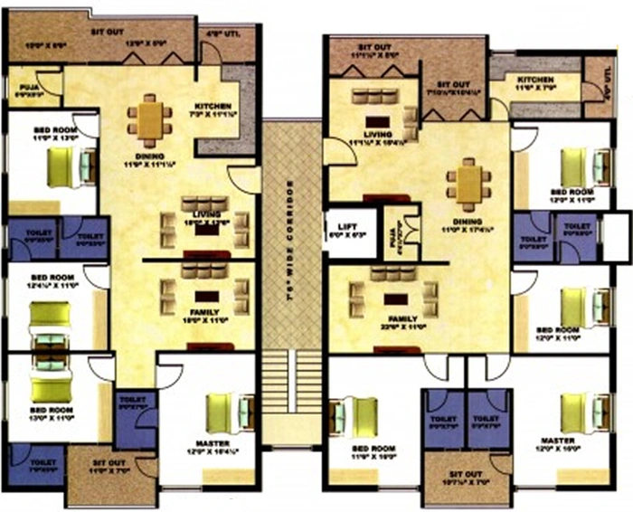 Floor Plan of Sri Bay Front Pearl and Jewel in Yendada, Visakhapatnam - Image 255504