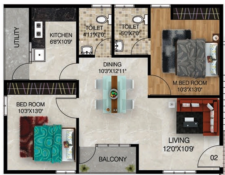 2 BHK Flat in Vaibhava Hill View in Gajuwaka, Visakhapatnam - Image 847385