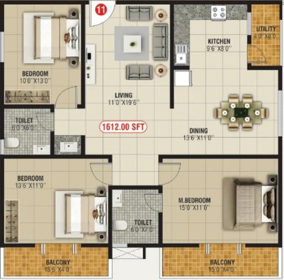 3 BHK Flat in Bhoo Unnathi Vaibhavi in Horamavu, Bangalore - Image 794293
