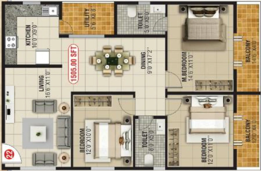 3 BHK Flat in Bhoo Unnathi Vaibhavi in Horamavu, Bangalore - Image 794292