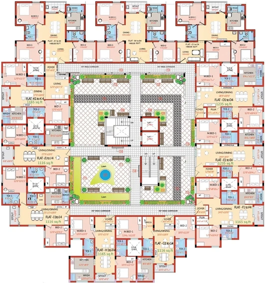Floor Plan of Fairyland Sancia 2 in Nanjundapuram, Coimbatore - Image 235417