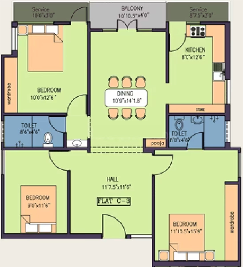 3 BHK Flat in Fairyland Alma in Madipakkam, Chennai - Image 876771