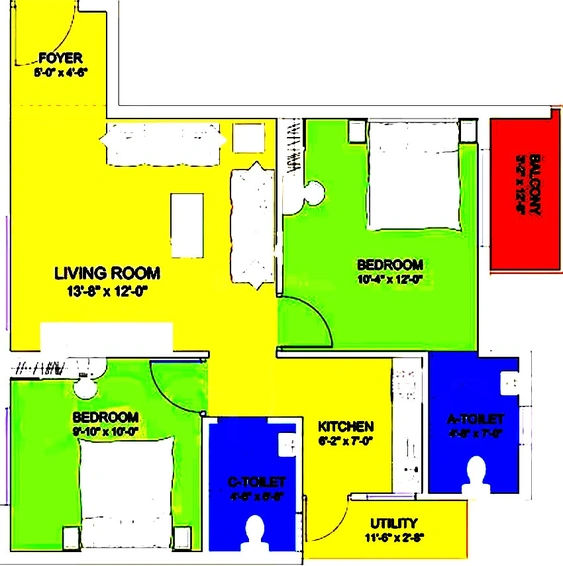 2 BHK Flat in GR Queens Pride in Begur, Bangalore - Image 851912