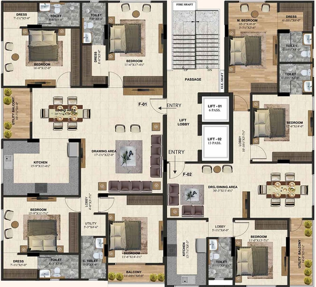 Floor Plan of Upasana Amore in C Scheme, Jaipur - Image 263729