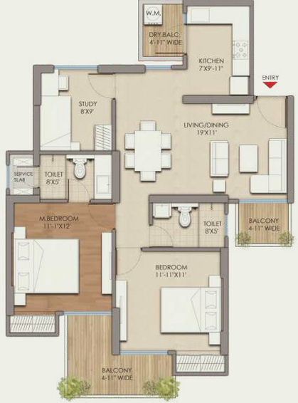 2 BHK Flat in Prateek Grand Begonia in Siddhartha Vihar, Ghaziabad - Image 835996