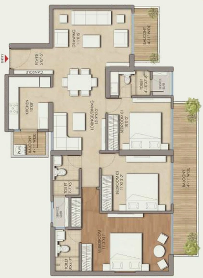 3 BHK Flat in Prateek Grand Begonia in Siddhartha Vihar, Ghaziabad - Image 835998