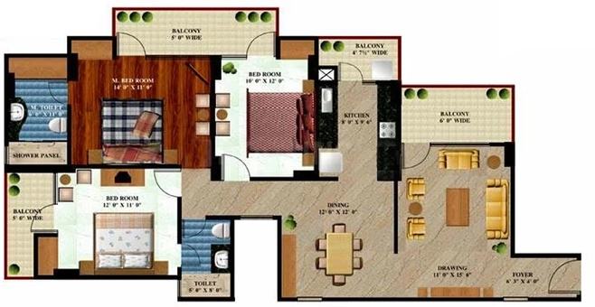 3 BHK Flat in Prateek The Royal Cliff in Crossings Republik, Ghaziabad - Image 836003