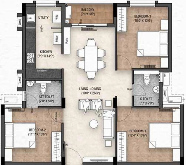 3 BHK Flat in Tulive Azpire in Tambaram, Chennai - Image 801199
