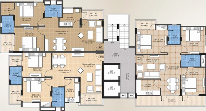 Floor Plan of Upasana Casablanca in Sanganer, Jaipur - Image 263742