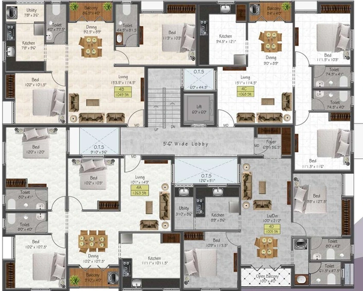 Floor Plan of Dolly Windsor Castle in Vengaivasal, Chennai - Image 126260