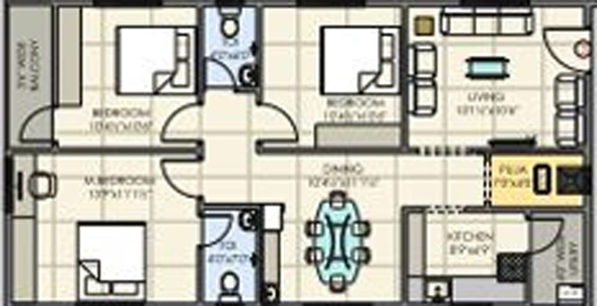 3 BHK Flat in Burugupalli Bodhi in Madhurawada, Visakhapatnam - Image 847297