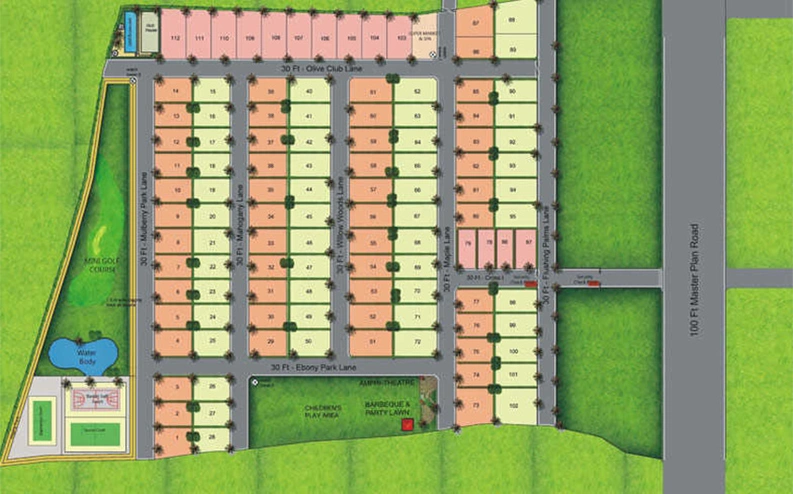 Master Plan of Elysium Flushing Meadows in Kaikolapalayam, Coimbatore - Image 233590