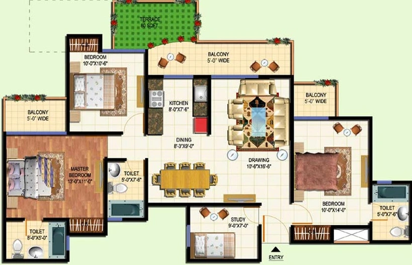 3 BHK Flat in Amrapali Terrace Homes in Techzone 4, Greater Noida - Image 836262