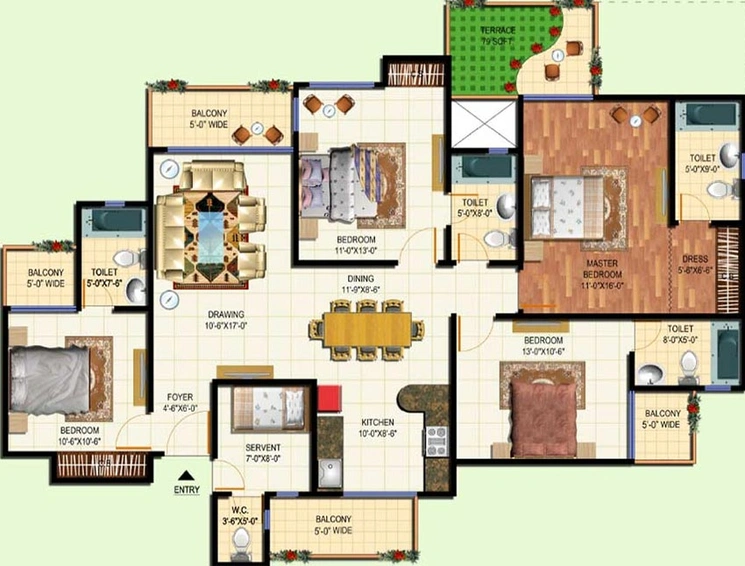 4 BHK Flat in Amrapali Terrace Homes in Techzone 4, Greater Noida - Image 836264