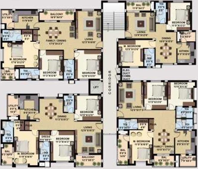Floor Plan of Elysium Palacio in Peelamedu, Coimbatore - Image 233617