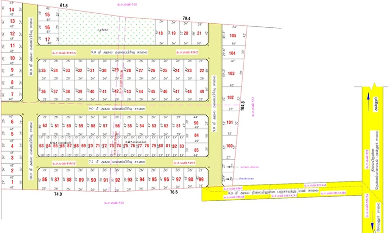 Master Plan of Manchester Lotus Town in Thennampalayam, Coimbatore - Image 240495