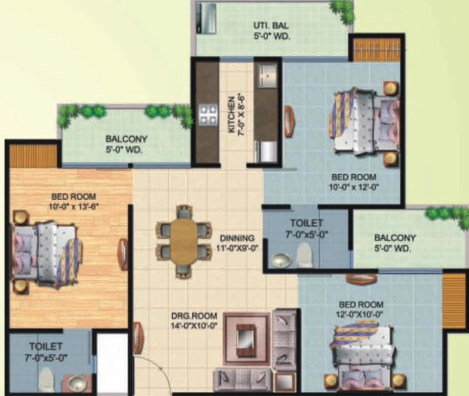 3 BHK Flat in Ajnara Homes in Sector 16 B, Greater Noida - Image 836643