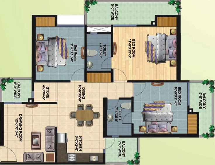 3 BHK Flat in Ajnara Homes in Sector 16 B, Greater Noida - Image 836645