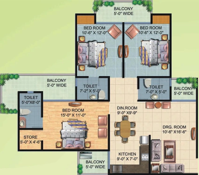 3 BHK Flat in Ajnara Homes in Sector 16 B, Greater Noida - Image 836648