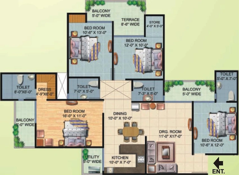 4 BHK Flat in Ajnara Homes in Sector 16 B, Greater Noida - Image 836650