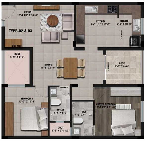 2 BHK Flat in Nivasan Ramaas in Uppilipalayam, Coimbatore - Image 837043