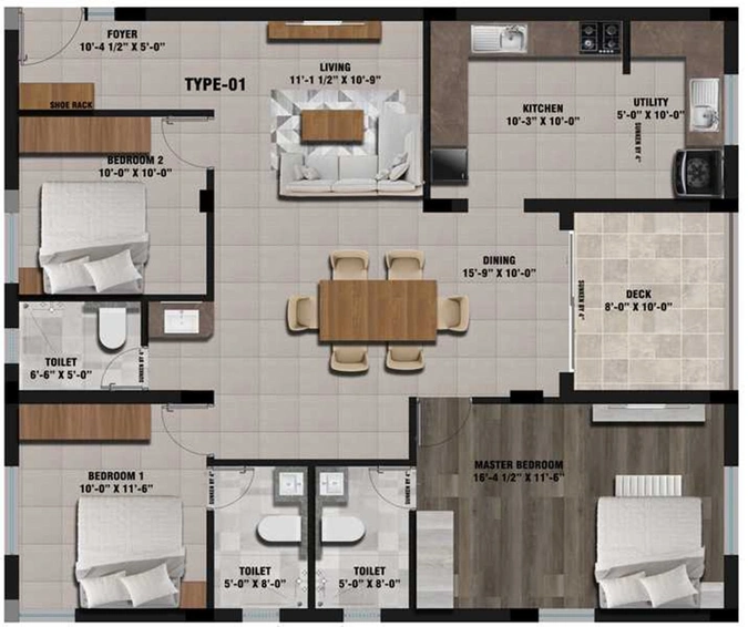 3 BHK Flat in Nivasan Ramaas in Uppilipalayam, Coimbatore - Image 837044