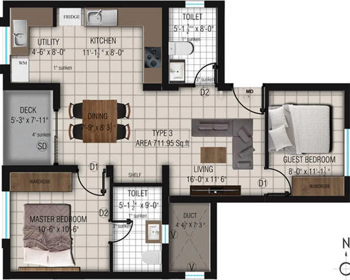 2 BHK Flat in Nivasan Springs in Vilankurichi, Coimbatore - Image 837049