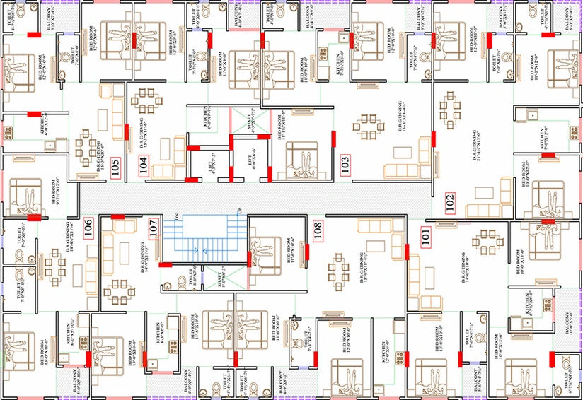 Floor Plan of Parth Apartment in Mansarovar, Jaipur - Image 264826