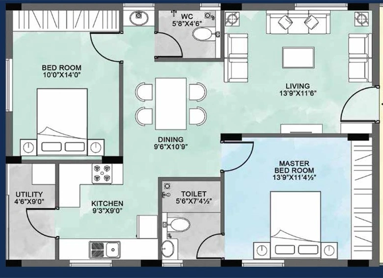 2 BHK Flat in Voora Westside in Ramapuram, Chennai - Image 795174