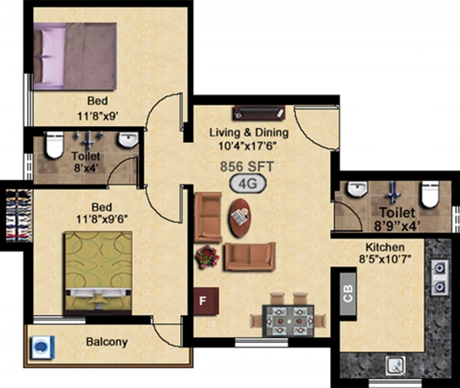 2 BHK Flat in Stepstone Akash in Thiruvallur, Chennai - Image 859709