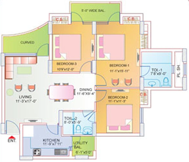 3 BHK Flat in ABA Orange County Tower 16 in Indirapuram, Ghaziabad - Image 835780