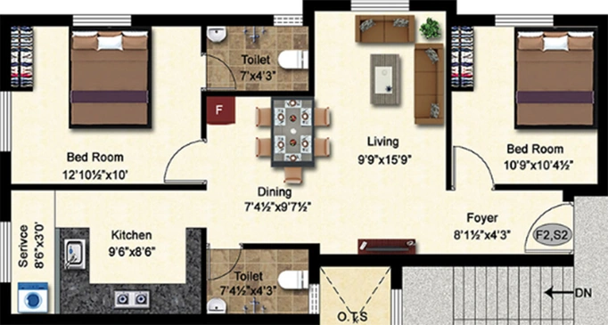 2 BHK Flat in Steps Stone Sai Krishna in Alwartirunagar, Chennai - Image 859646