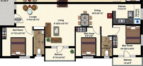 3 BHK Flat in Steps Stone Sai Krishna in Alwartirunagar, Chennai - Image 859648