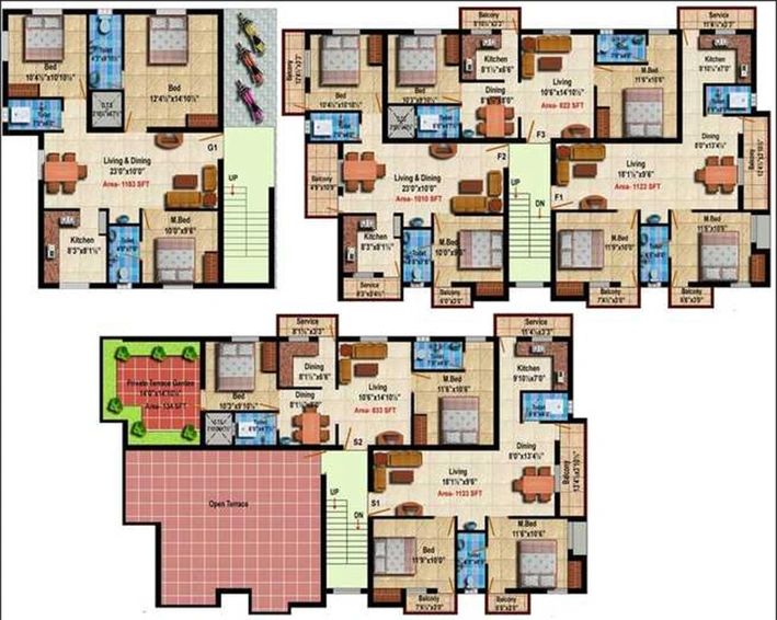 Floor Plan of StepsStone Madhavs Apartment in Nanganallur, Chennai - Image 280247