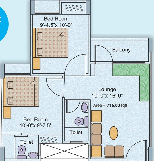 2 BHK Flat in Anukampa Omega in Ajmer Road, Jaipur - Image 850294