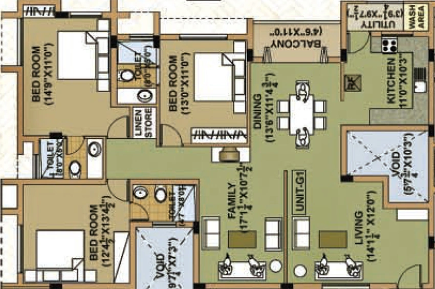 3 BHK Flat in Adroit Aura One in Adyar, Chennai - Image 876730