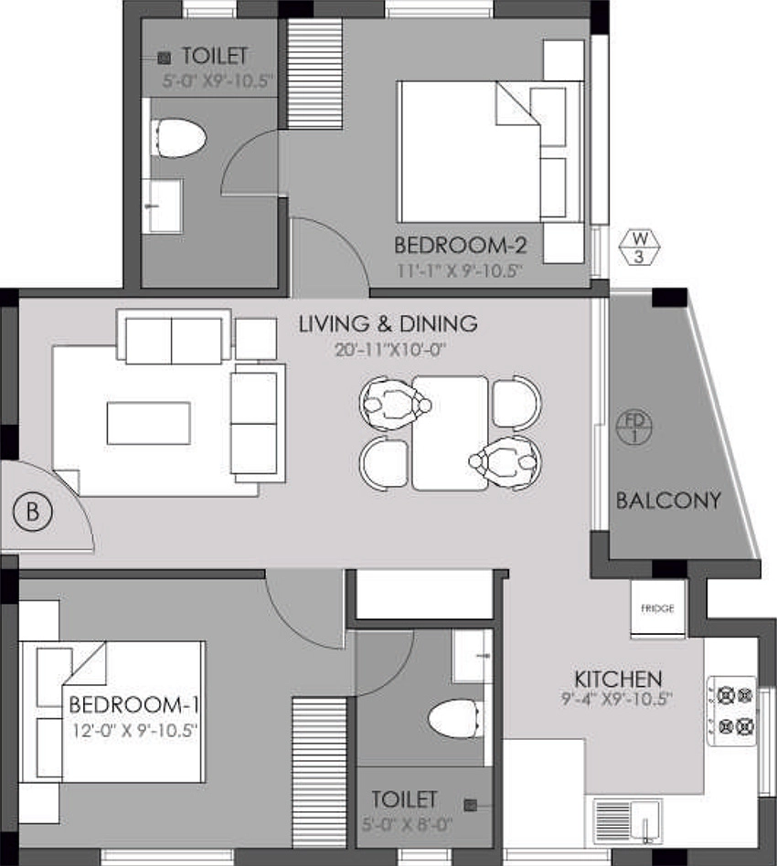 2 BHK Flat in Urbando Orion in Madambakkam, Chennai - Image 879801