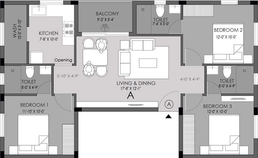 3 BHK Flat in Urbando Orion in Madambakkam, Chennai - Image 879803