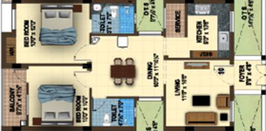 2 BHK Flat in Rajparis Ram Nivas in Pallavaram, Chennai - Image 879206