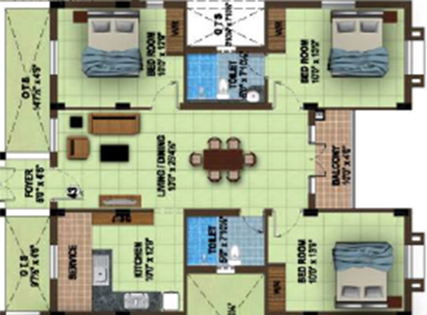3 BHK Flat in Rajparis Ram Nivas in Pallavaram, Chennai - Image 879207