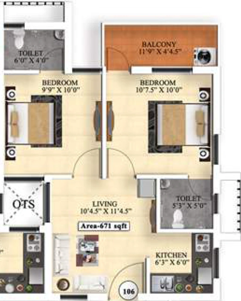 2 BHK Flat in Vijay Raja Ideal Homes in Perumalpattu, Chennai - Image 877616