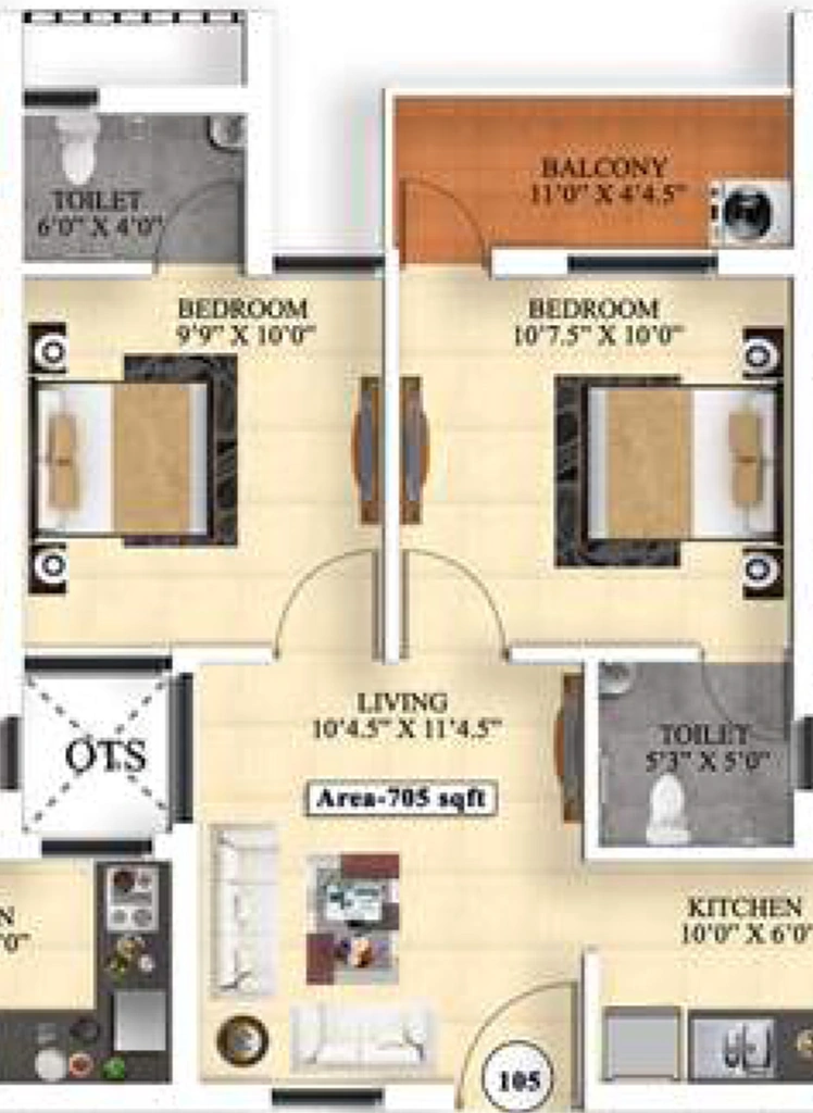 2 BHK Flat in Vijay Raja Ideal Homes in Perumalpattu, Chennai - Image 877617