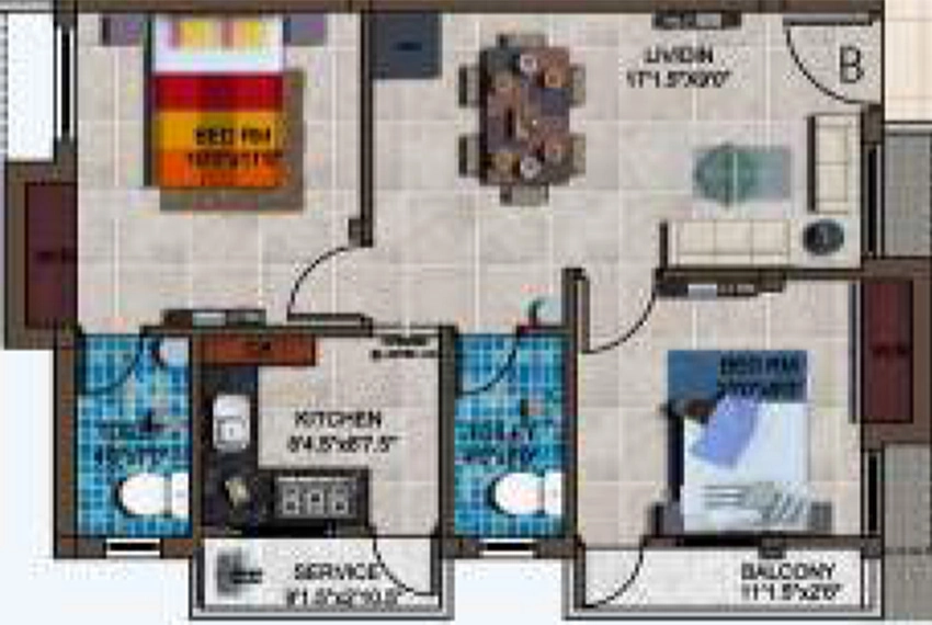 2 BHK Flat in Vijay Raja August in Tambaram, Chennai - Image 877600