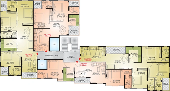 Floor Plan of Mojika Midas Heights in Durgapura, Jaipur - Image 265556