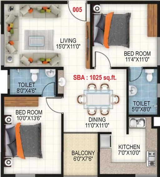 2 BHK Flat in Vaishnavi Vrishab in NRI Layout, Bangalore - Image 795490